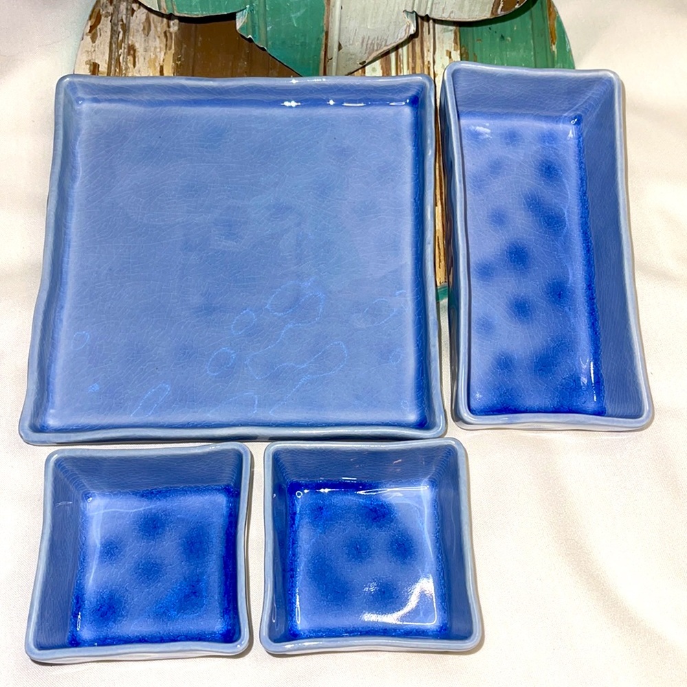 BREAD + BUTTER Blue Porcelain Square Serving Dish set